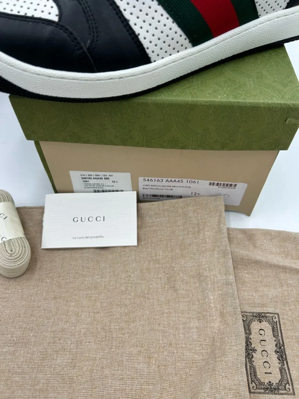 Men's Gucci screener web stripe leather sneakers size 12.5 fits 13 US